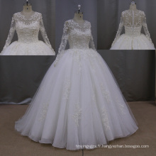 Robes de dentelle boule mariée Robes de mariée manches longues pure